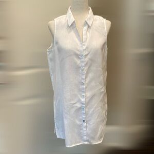 Tahari 100% Linen Sleeveless Button Down Tunic M